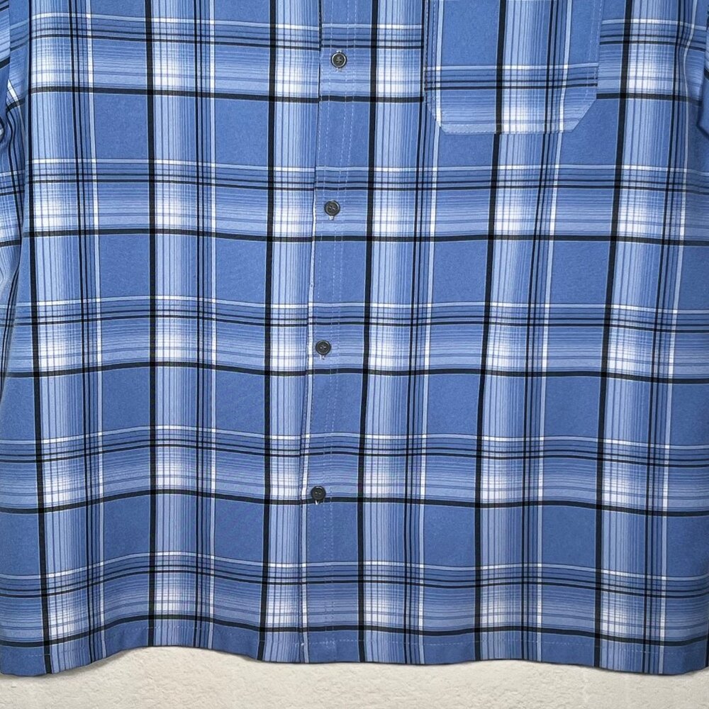 Men's Cal Top 2XLT Short Sleeve Plaid Checker Button Up Polyester Shirt Western - Picture 5 of 16